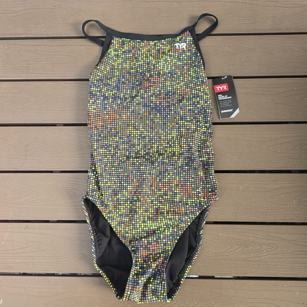 TYR Durafast Elite Women's Atomic Neon/black DiamondFit Sz 30 New